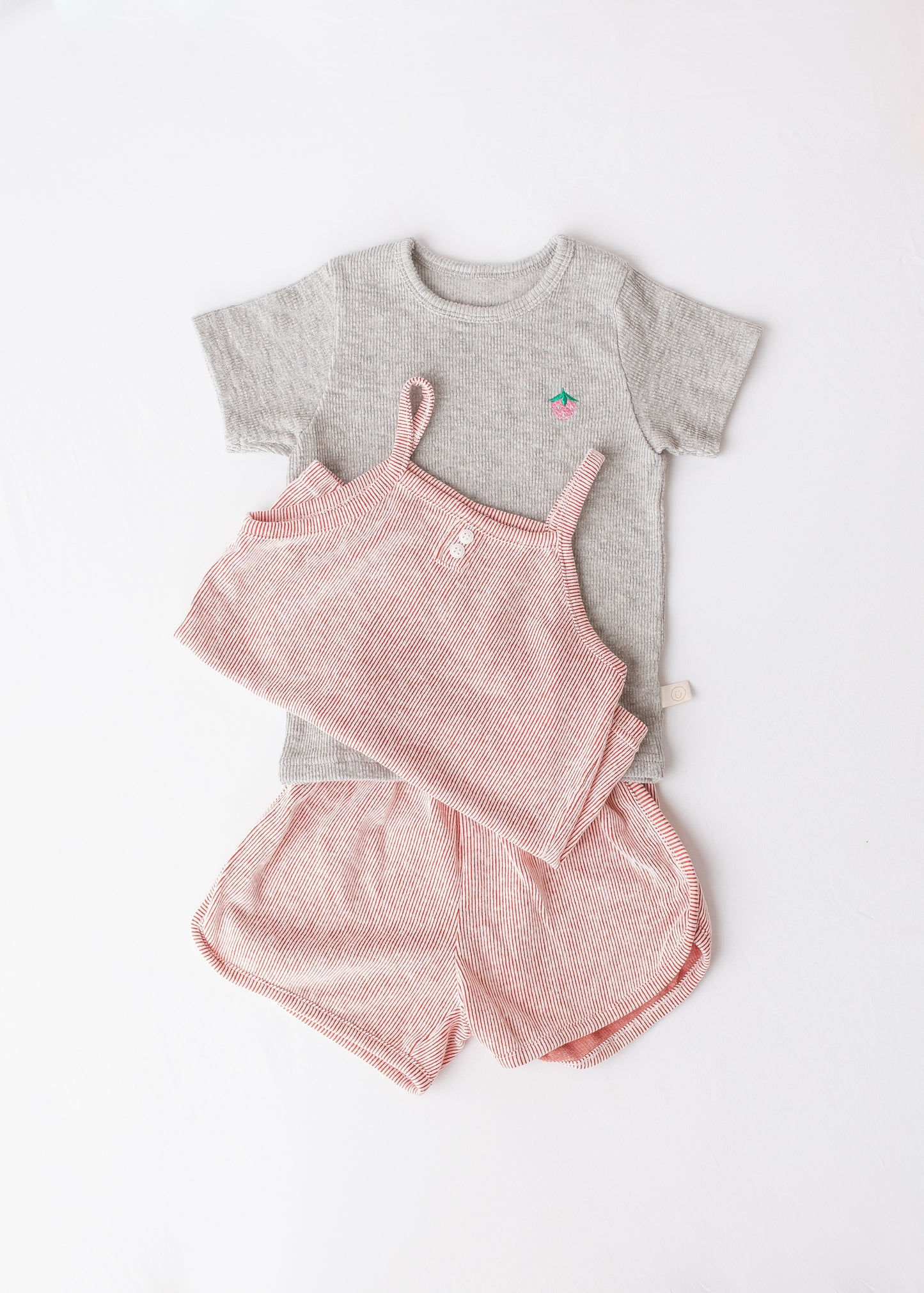 Strawberry Embroidered Ribbed Tee