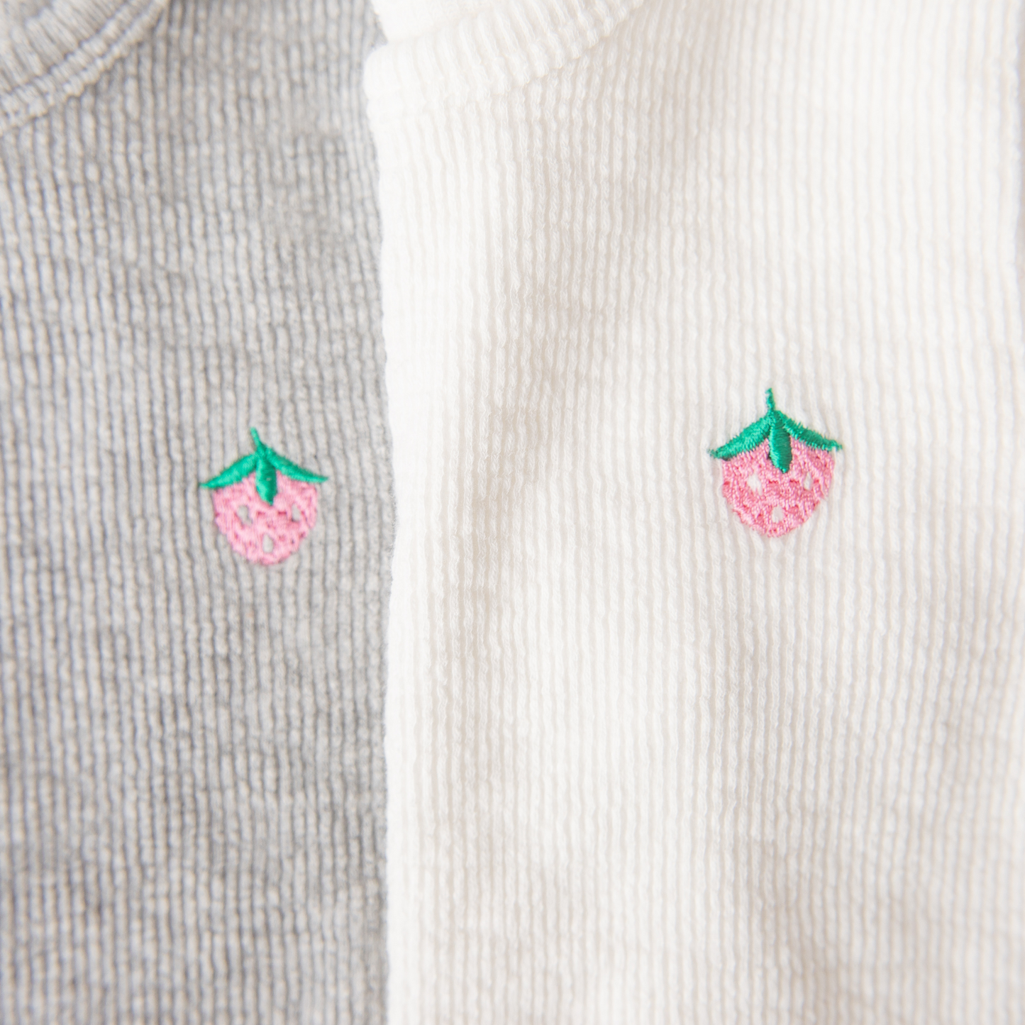 Strawberry Embroidered Ribbed Tee