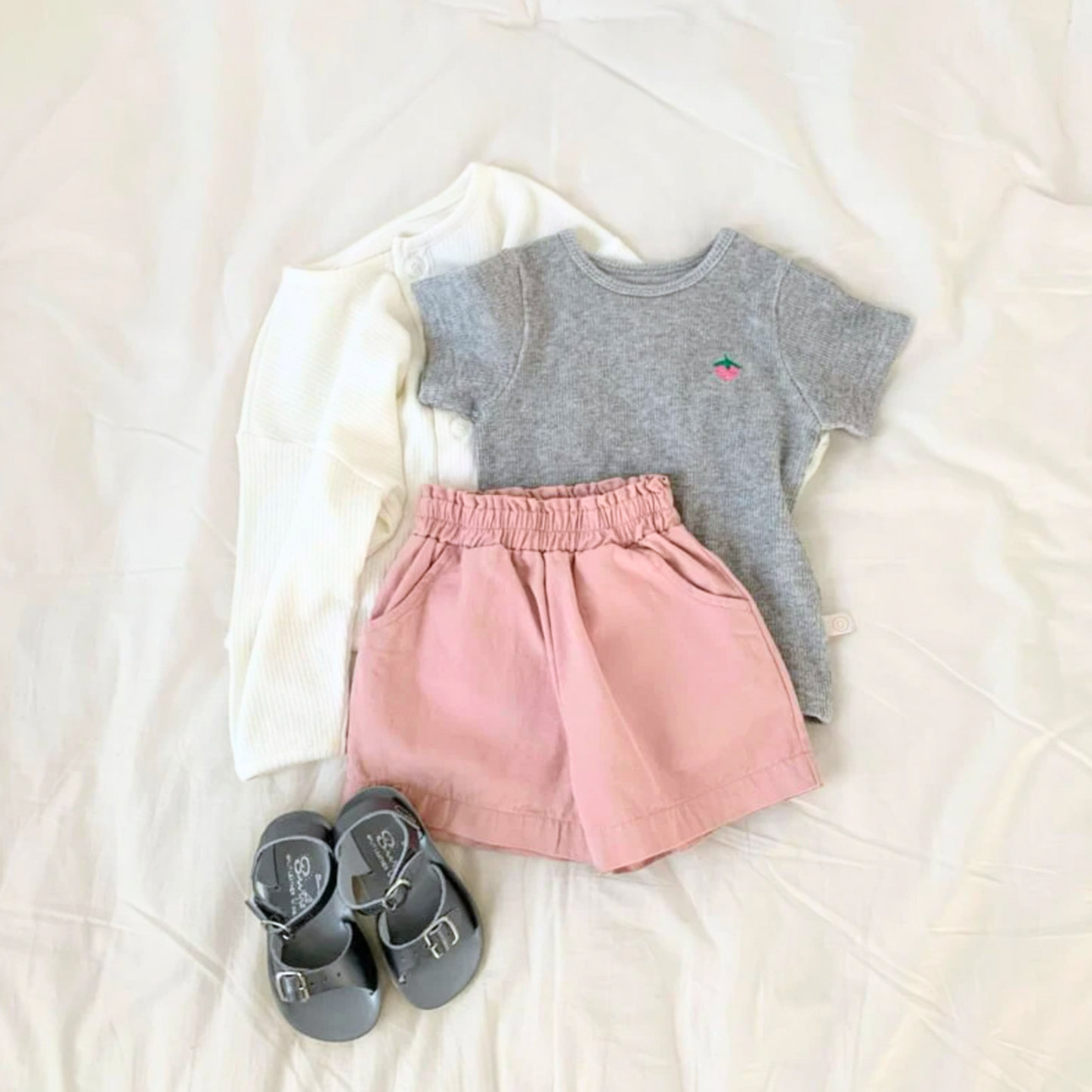 Strawberry Embroidered Ribbed Tee