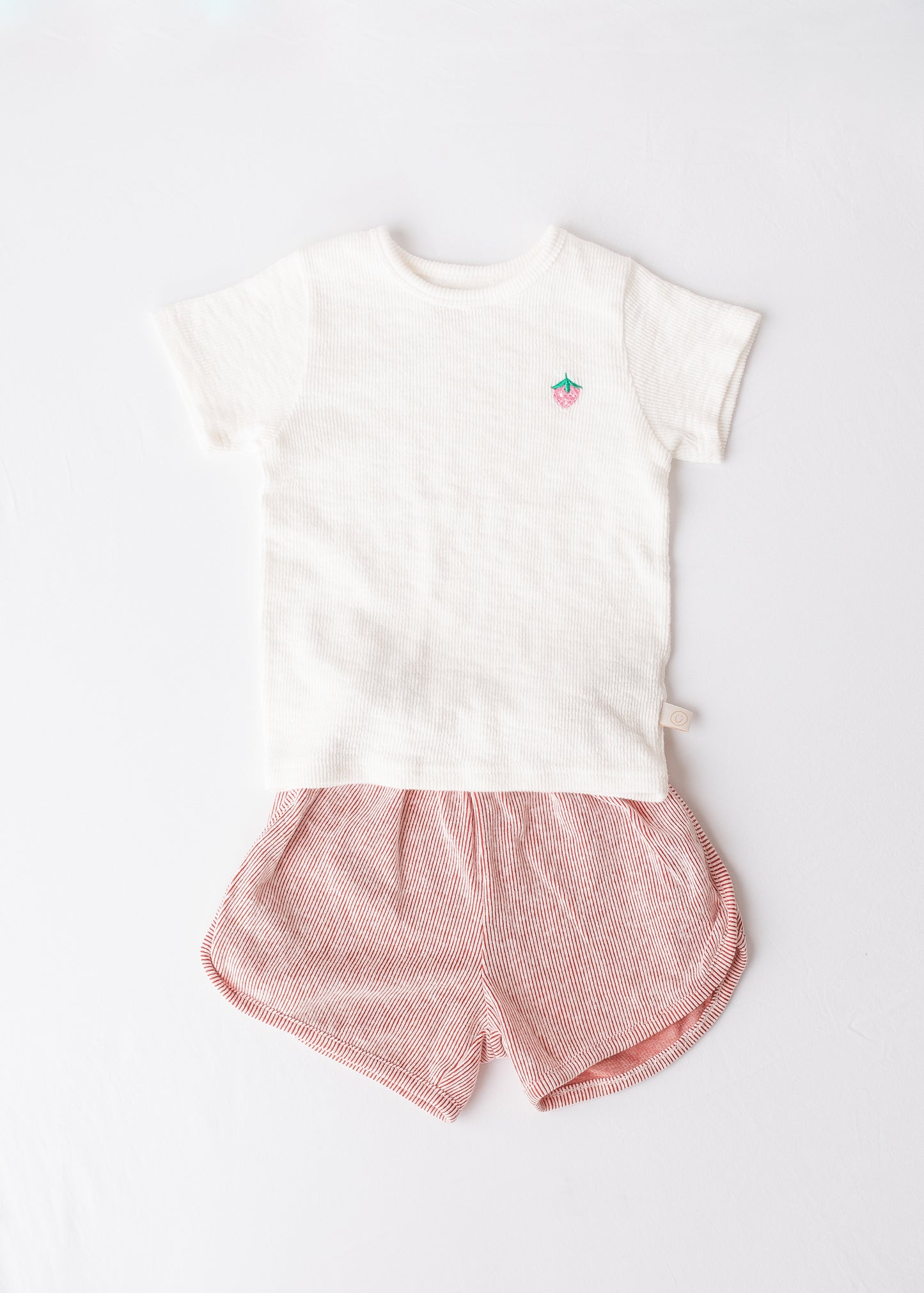 Strawberry Embroidered Ribbed Tee
